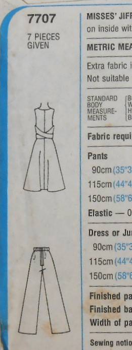 SIMPLICITY 7707 WRAP DRESS-PINAFORE-PANTS SIZE 12 BUST 87 CM COMPLETE-UNCUT-F/FOLDED