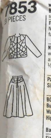 SIMPLICITY 7853 LINED JACKET (PATCHWORK EFFECT) & SKIRT SIZE 8-18 COMPLETE-CUT TO 18
