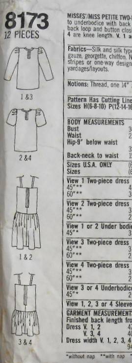 SIMPLICITY 8173 TWO PIECE DRESS SIZE 12-16 COMPLETE CUT TO 16