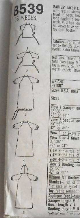 SIMPLICITY 8539 BABY LAYETTE + APPLIQUE & TOY SIZE 7LB-24LB COMPLETE