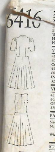 NEW LOOK PATTERNS 6416 DRESS WITH LOWER WAIST SIZES 8-18 COMPLETE-UNCUT-F/FOLDED