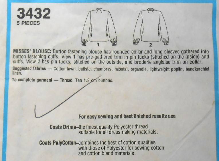 STYLE 3432 BLOUSE SIZE 18 BUST 102 CM COMPLETE