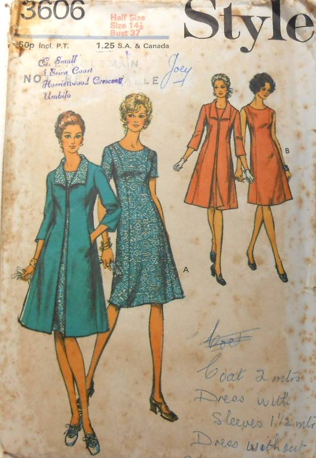 VINTAGE STYLE 3606 COAT & DRESS SIZE 14 1/2 BUST 37 COMPLETE