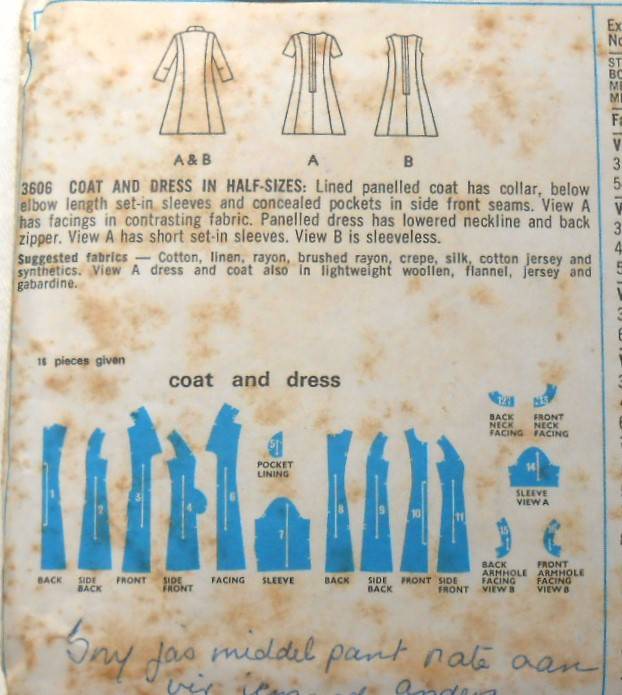 VINTAGE STYLE 3606 COAT & DRESS SIZE 14 1/2 BUST 37 COMPLETE