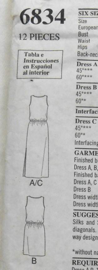NEW LOOK 6834 SHEATH DRESS WITH DRAWSTRING WAISTLINE SIZE 8-18 CUT TO 14