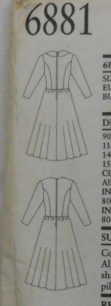 NEW LOOK 6881 LONG SLEEVE DRESS WITH LOWERED WAISTLINE SIZE 8-18 COMPLETE CUT TO 14