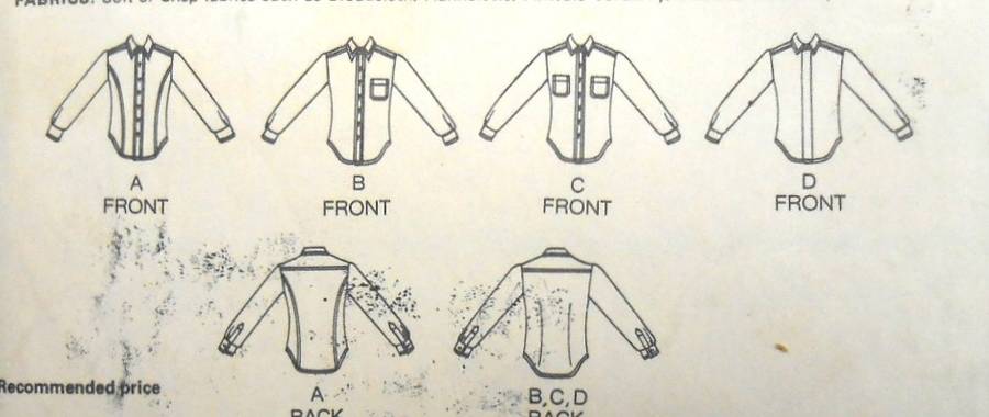 BUTTERICK 3364 MENS SHIRTS SIZE 42 COMPLETE