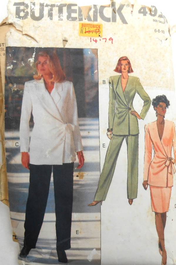 BUTTERICK 4925 TOP WITH SIDE TIE-SKIRT-PANTS SIZE 6-8-10 COMPLETE-CUT TO 10-ZIPLOC
