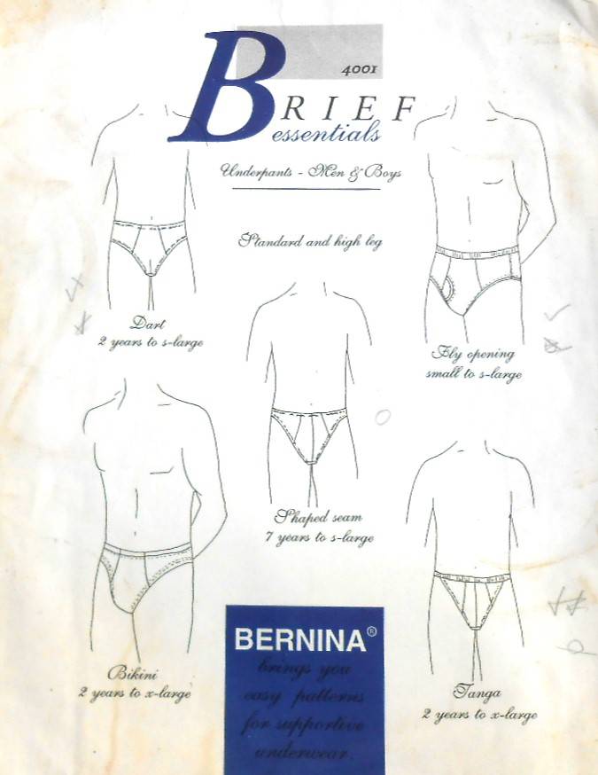 BERNINA BRIEF ESSENTIALS 4001 UNDERPANTS-MEN & BOYS SIZES XS-SL (84 - 120 CM) 2-12 YRS (50-81 CM)