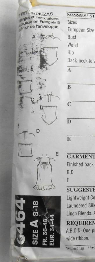 NEW LOOK PATTERNS 6464 SET OF HALTER & STRAP TOPS SIZE 8-18 SEE LISTING