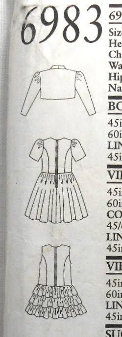 NEW LOOK PATTERNS 6983 GIRLS DRESS + TIERED SKIRT & BOLER0 SIZE 6-12 YEARS COMPLETE-CUT TO 12 YEARS