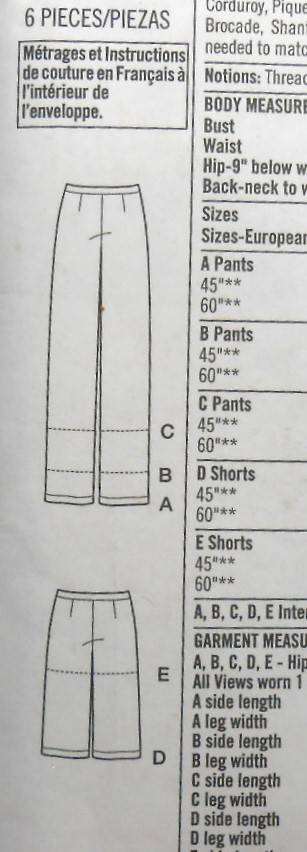 SIMPLICITY 7196 PANTS IN 3 LENGTHS-SHORTS IN 2 LENGTHS SIZE 6-8-10-12 COMPLETE CUT TO 10