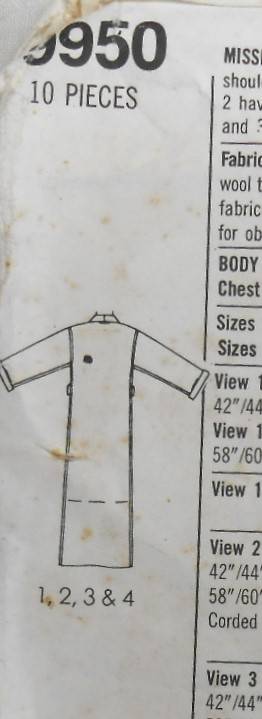 SIMPLICITY 9950 UNISEX ROBE IN 2 LENGTHS SIZE XS-XL (29-44) COMPLETE-CUT TO XL (42-44)