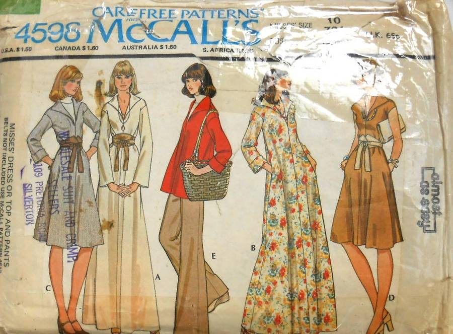 VINTAGE McCALLS 4898 DRESS OR TOP & PANTS SIZE 10 BUST 32 1/2 COMPLETE