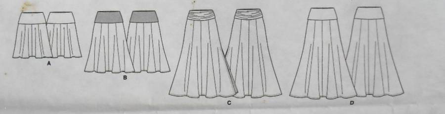 McCALLS M7130 DRESSES & SKIRTS WITH BAND VARIATIONS SIZE XS-S-M (4-14) COMPLETE CUT TO M (12-14)