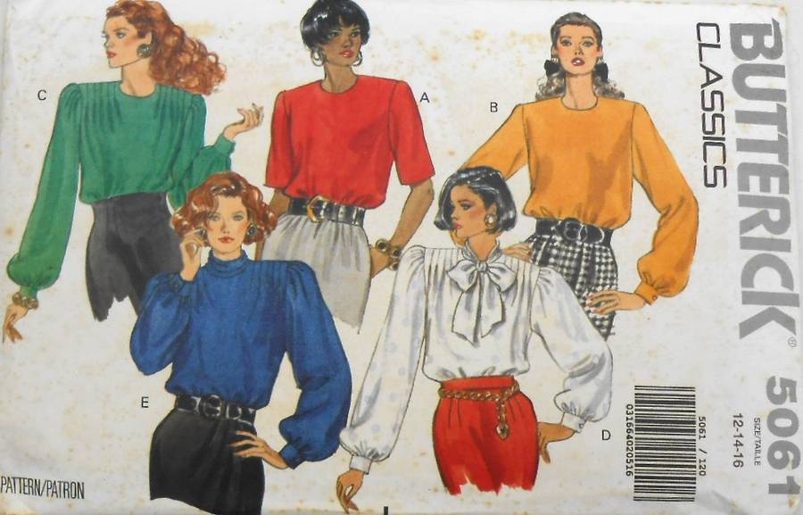 BUTTERICK 5061 LOOSE FITTING BLOUSES SIZE 12-14-16 COMPLETE-UNCUT-F/FOLDED