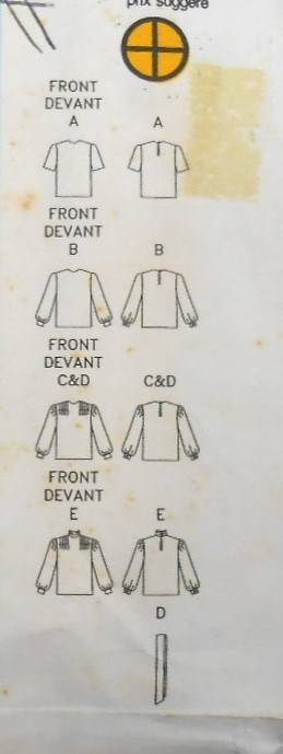 BUTTERICK 5061 LOOSE FITTING BLOUSES SIZE 12-14-16 COMPLETE-UNCUT-F/FOLDED
