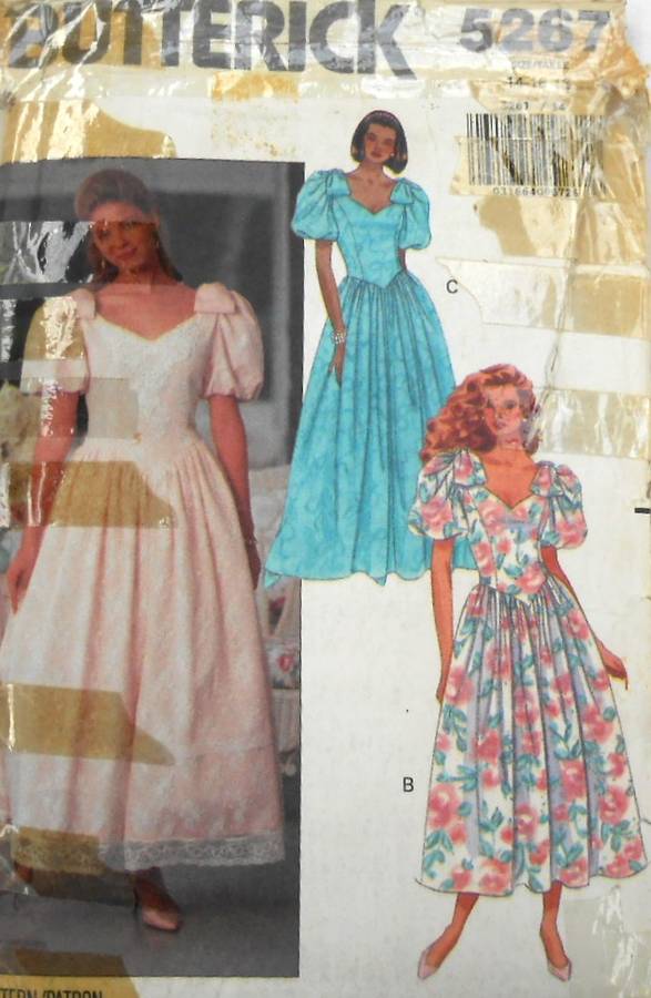 BUTTERICK 5267 TEA OR EVENING LENGTH DRESS SIZE 14-16-18 COMPLETE-CUT TO 18