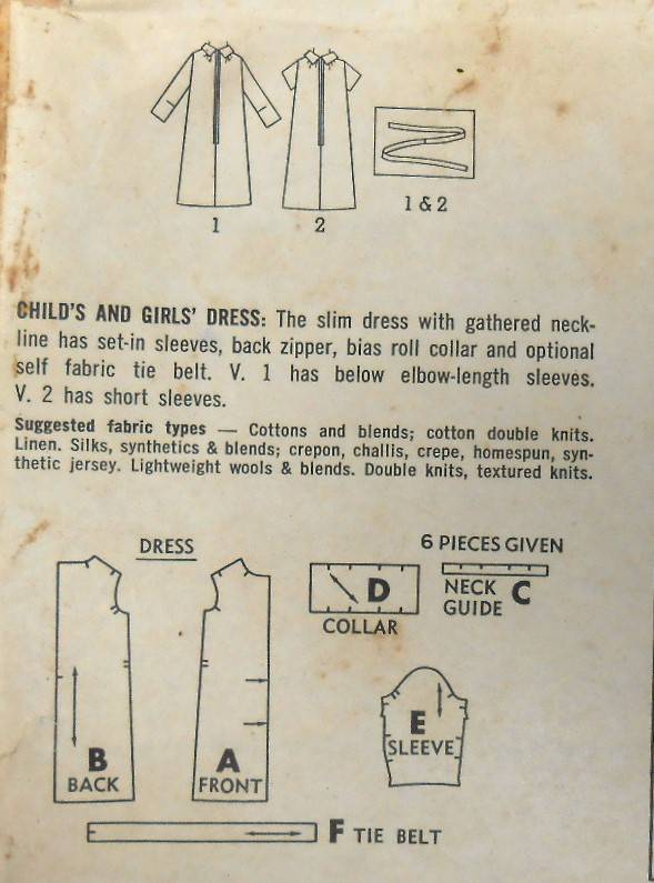 VINTAGE SIMPLICITY 7184 GIRLS DRESS- SIZE 8 YEARS BREAST 26" COMPLETE