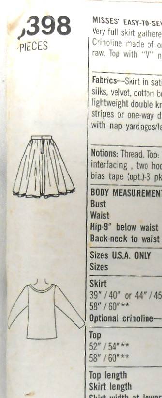 SIMPLICITY 8398 SKIRT & TOP SIZE 10-16 COMPLETE-CUT TO 16