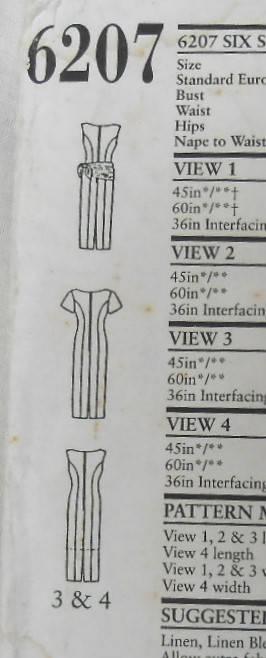 NEW LOOK PATTERNS 6207 SET OF FITTED DRESSES SIZES 6-16 CUT TO 12 - SLEEVE-NOT SUPPLIED