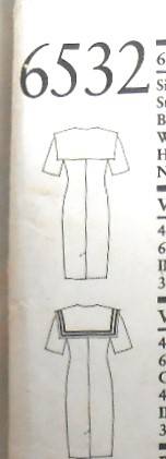 NEW LOOK PATTERNS 6532 DRESS WITH LARGE SQUARE BACK COLLAR SIZE 6-18 -COMPLETE-CUT TO 10