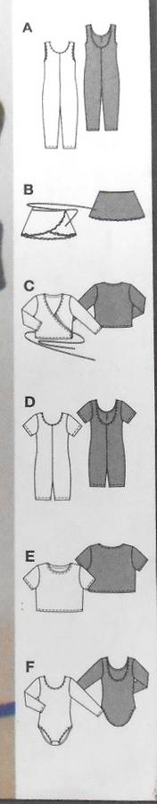 BURDA 9914 GIRLS UNITARD-SKIRT-WRAP TOP-LEOTARD SIZE 3-8 YEARS COMPLETE CUT TO 8 YEARS-ZIPLOC