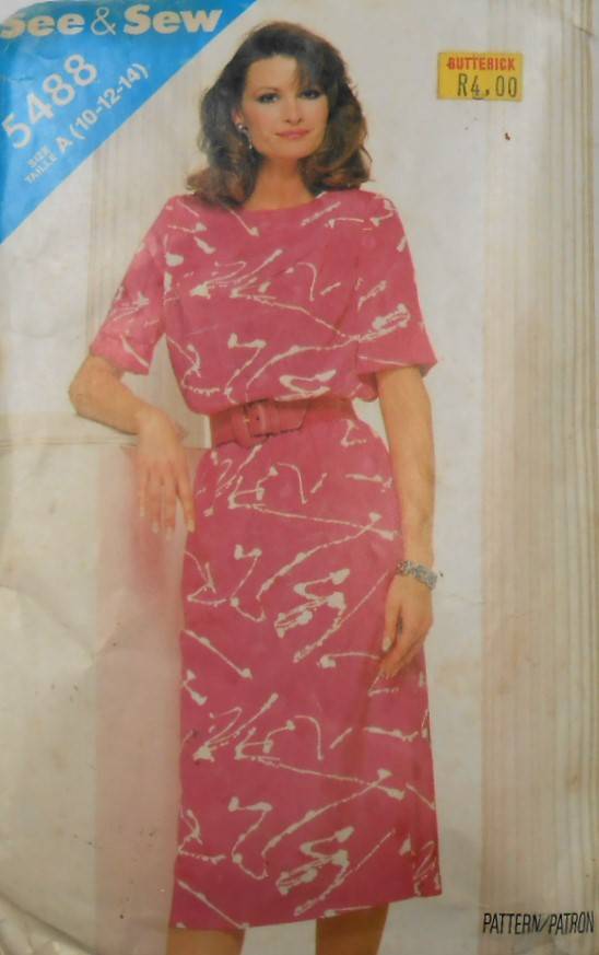 BUTTERICK 5488 DRESS SIZE 10-12-14 COMPLETE-CUT TO 12