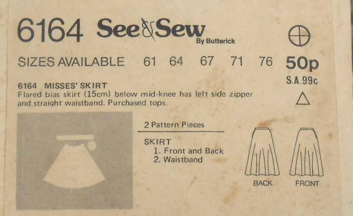 BUTTERICK 6164 SKIRT SIZE 14 COMPLETE