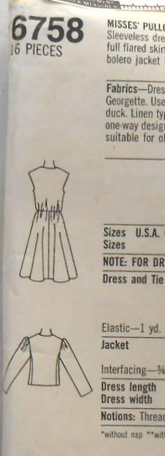 SIMPLICITY 6758 PULLOVER DRESS & UNLINED JACKET SIZE 8-10-12 COMPLETE-PART CUT TO 12