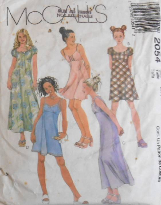 McCALLS 2054 GIRLS DRESS IN 2 LENGTHS SIZE 7-8-10 YEARS COMPLETE-CUT TO SIZE 10