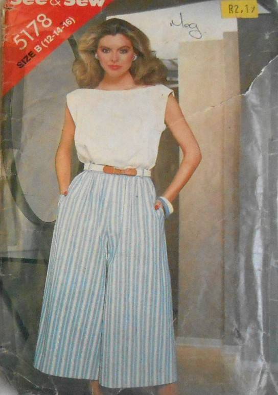 BUTTERICK 5178 TOP & CULOTTES SIZE 12-14-16 COMPLETE-CUT TO 14