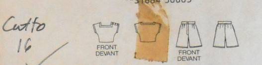 BUTTERICK 5302 TOP & SHORTS SIZE 12-14-16 COMPLETE-CUT TO 16