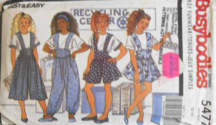 BUTTERICK 5477 GIRLS JUMPSUIT-PINAFORE SIZE 12-14 YEARS-COMPLETE-MOSTLY UNCUT