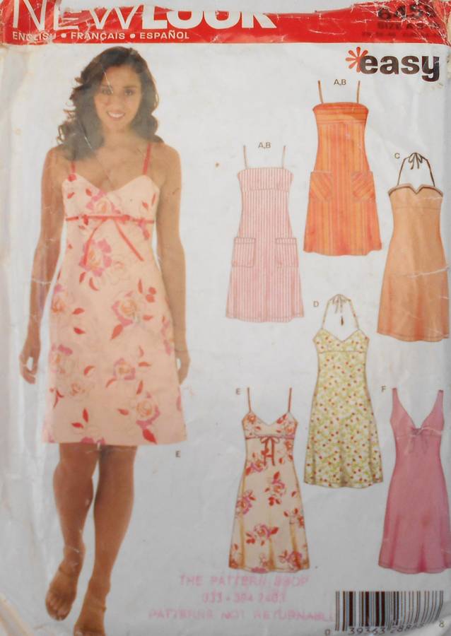 NEW LOOK PATTERNS 6459 HIGH BODICE SHOESTRING DRESSES SIZE 8-18 COMPLETE-CUT TO 14
