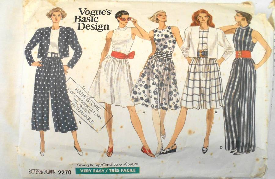 VOGUE 2270 JACKET & JUMPSUIT - SIZE 12-14-16 THE PANTS OF THE JUMPSUIT NOT SUPPLIED