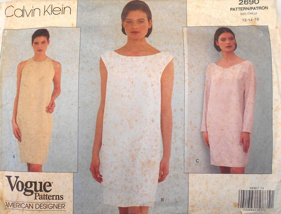 VOGUE 2690  LOOSE FITTING STRAIGHT DRESS - SIZE 12-14-16 VIEW B IS NOT SUPPLIED