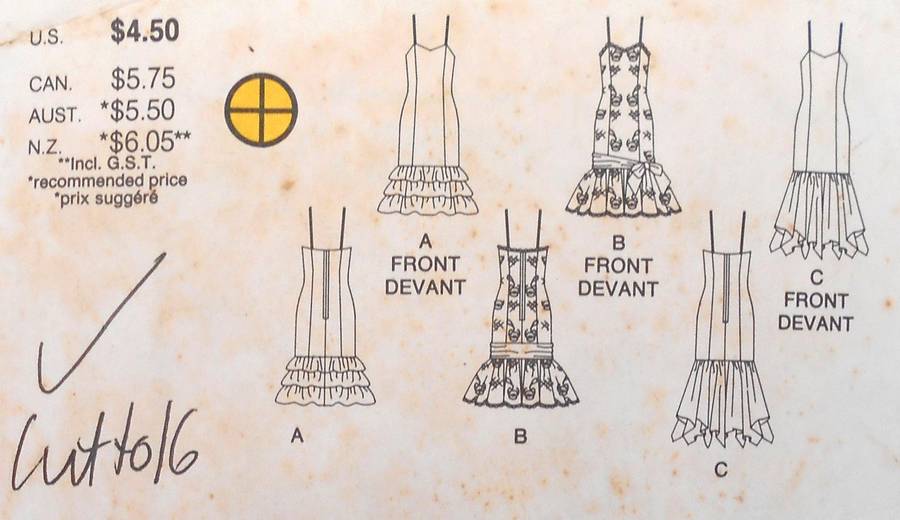 BUTTERICK 4828 STUNNING CLOSE-FITTING DRESS-SHOULDER STRAPS SIZE 12-14-16 COMPLETE-CUT TO 16