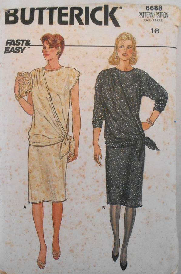 BUTTERICK 6688 LOOSE FITTING STRAIGHT PULLOVER DRESS SIZE 16 COMPLETE