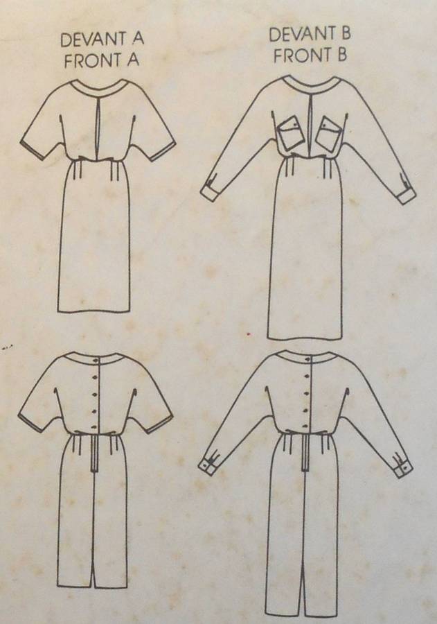 VOGUE 9246 VERY LOOSE BACK BUTTON BODICE DRESS SIZE 8-10-12 COMPLETE-CUT TO 12