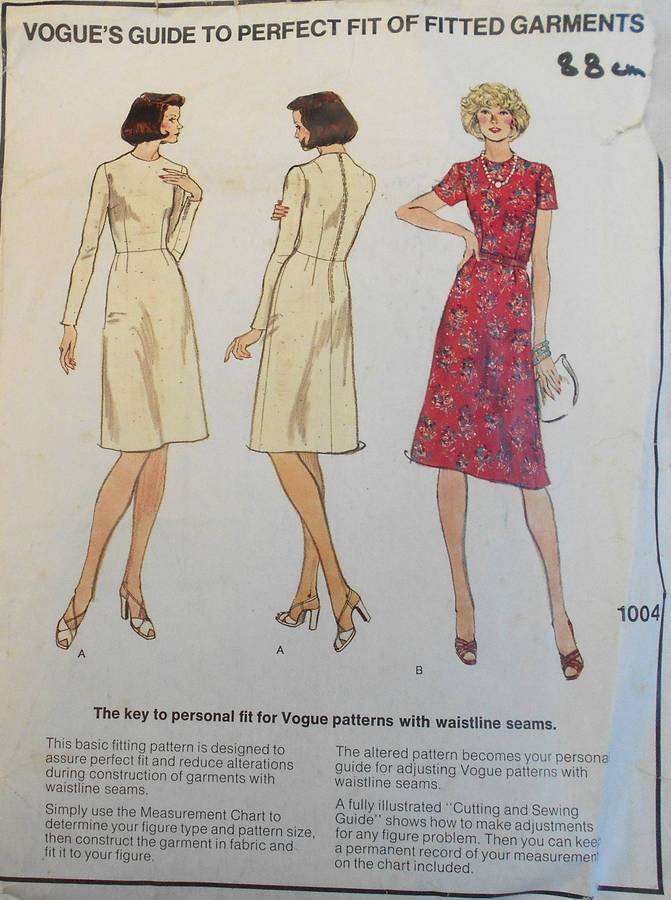 VOGUE 1004 VOGUE'S GUIDE TO THE PERFECT FIT OF FITTED GARMENTS SIZE 10 COMPLETE