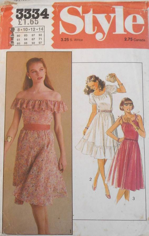 STYLE 3334 OFF THE SHOULDER TIERED DRESS SIZE 8-10-12-14 COMPLETE- CUT TO 14