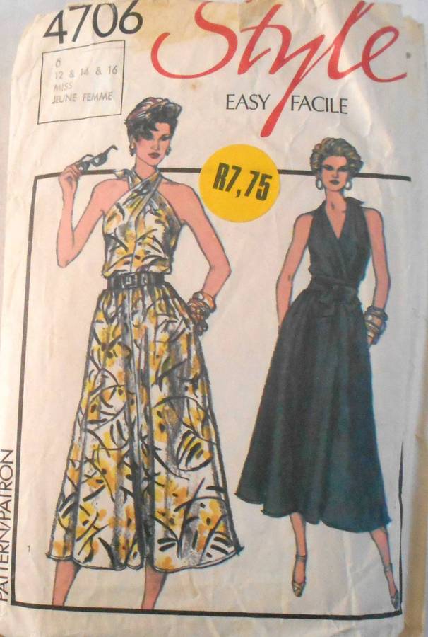 STYLE 4706 DRESS WITH HALTER BODICE SIZE 12-14-16 COMPLETE-CUT TO 16