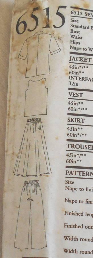 NEW LOOK PATTERNS 6515 JACKET-TANK TOP-SKIRT-PANTS SIZE 8-20 COMPLETE ONLY JACKET CUT TO 14