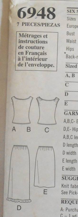 NEW LOOK PATTERNS 6948 OFF SHOULDER TOP & SKIRT SIZE 6-16 COMPLETE CUT TO 12