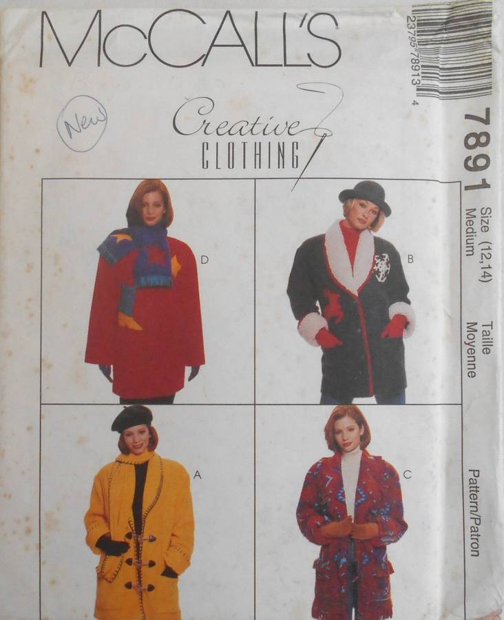 McCALLS 7891 JACKET & SCARF SIZE MEDIUM 12-14 COMPLETE UNCUT-F/FOLDED