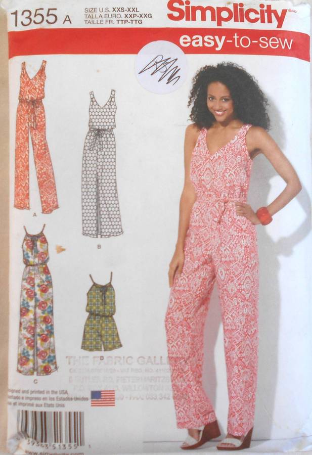 SIMPLICITY 1355 MAXI DRESS-LONG/SHORTJUMPSUIT+BODICE VARIATIONS SIZE XXS-XXL 4-26 COMPLETE-UNCUT-F/F