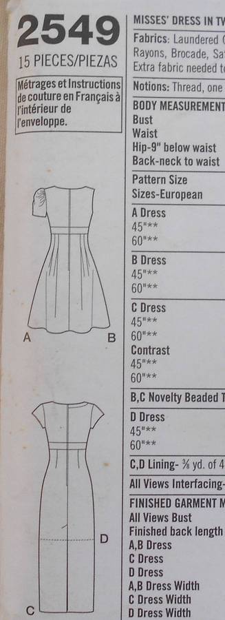 SIMPLICITY 2542 STUNNING DRESS IN 2 LENGTHS+SKIRT VARIATIONS SIZE 14-22 COMPLETE-UNCUT-F/FOLDED