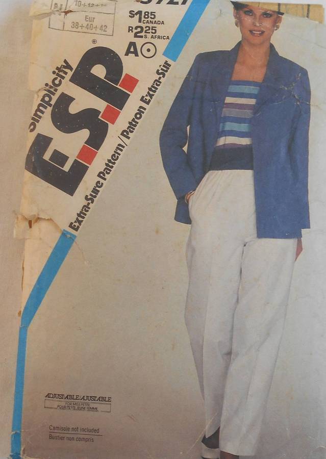 SIMPLICITY 5927 PULL ON PANTS-UNLINED LOOSE FITTING JACKET SIZE 10-12-14-COMPLETE-CUT TO 14-ZIPLOC