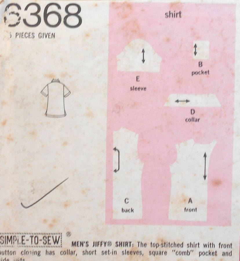 SIMPLICITY 6368 MEN'S SHIRT SIZE LARGE 42-44 COMPLETE